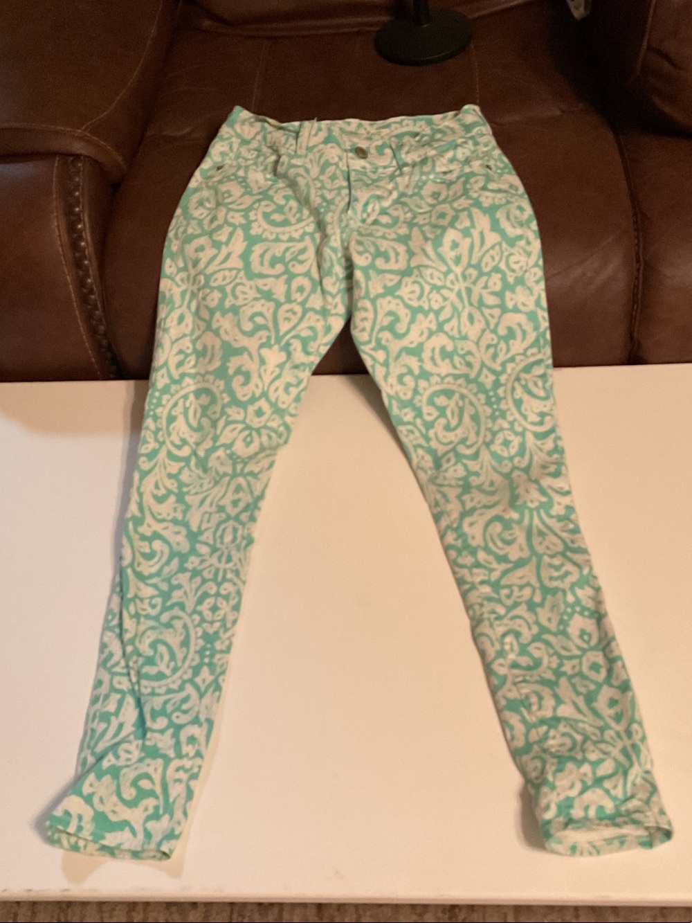 Old Navy light green  and White Printed rock star skinny pants size 4